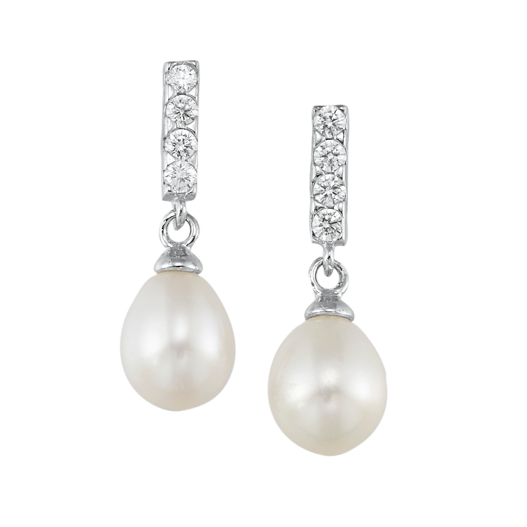 Silver Teardrop Pearl Earring