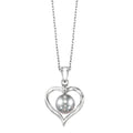 Silver Pearl & Heart Pendant