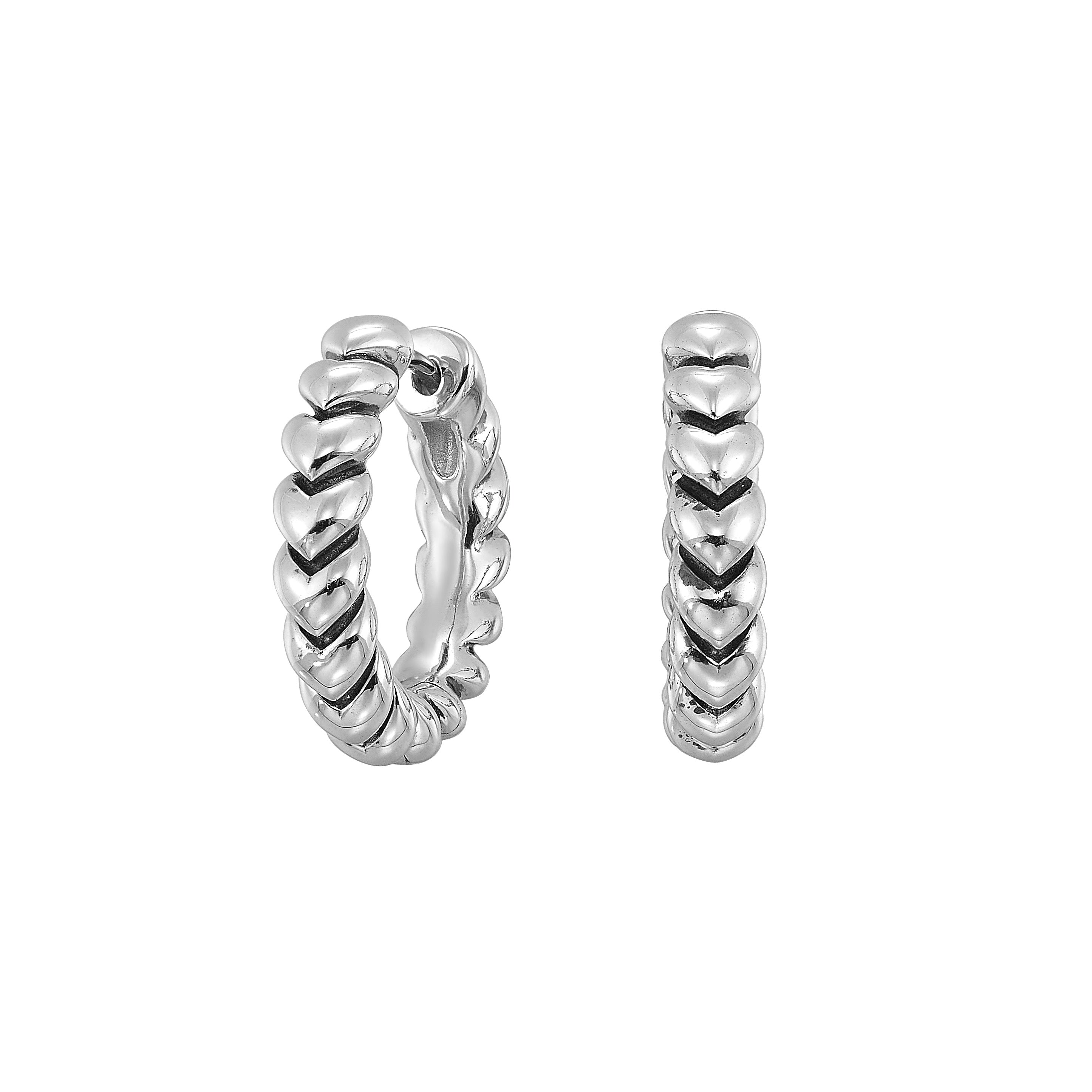 Sterling Silver Heart Hoop Earrings