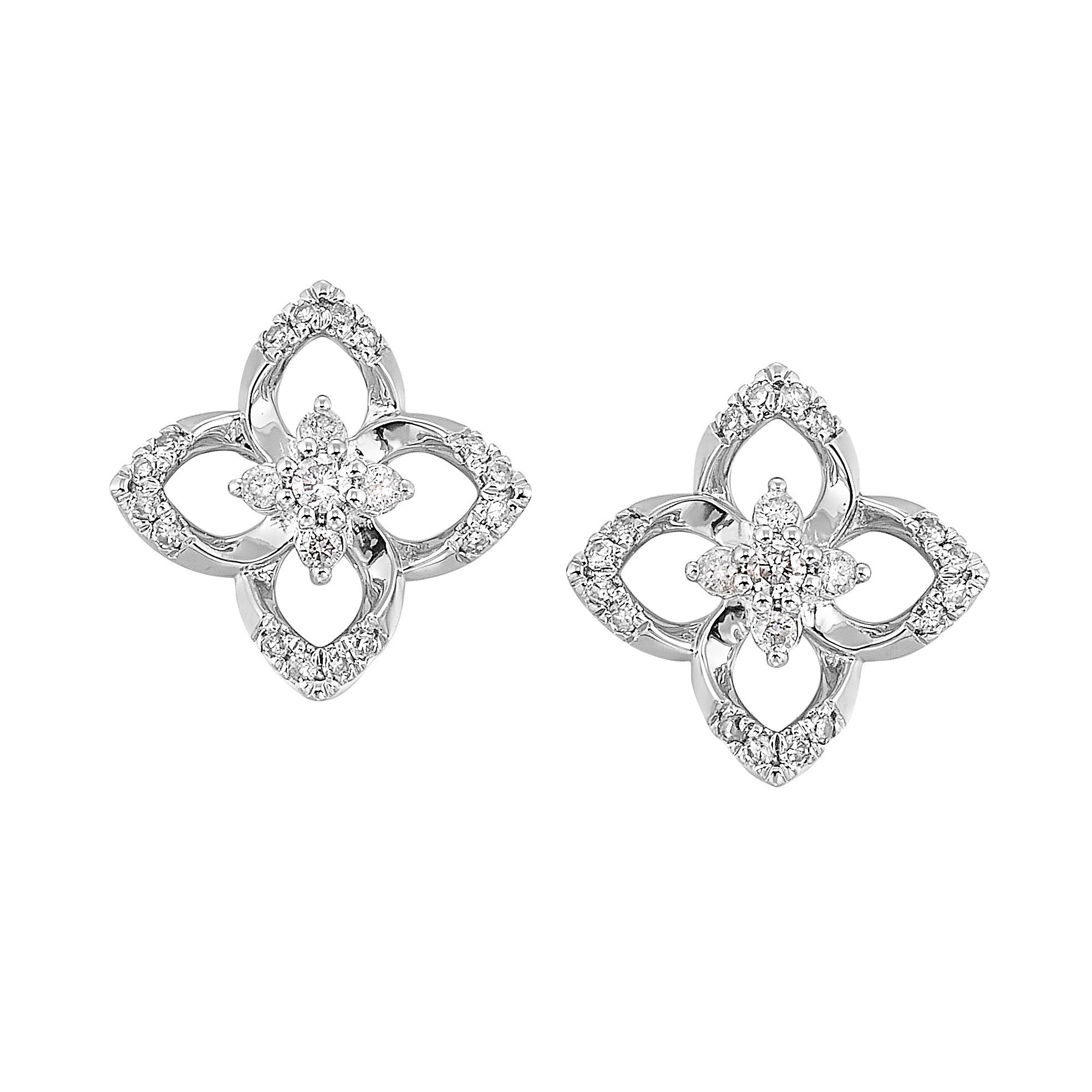 Princess Flower Diamond Stud Earrings