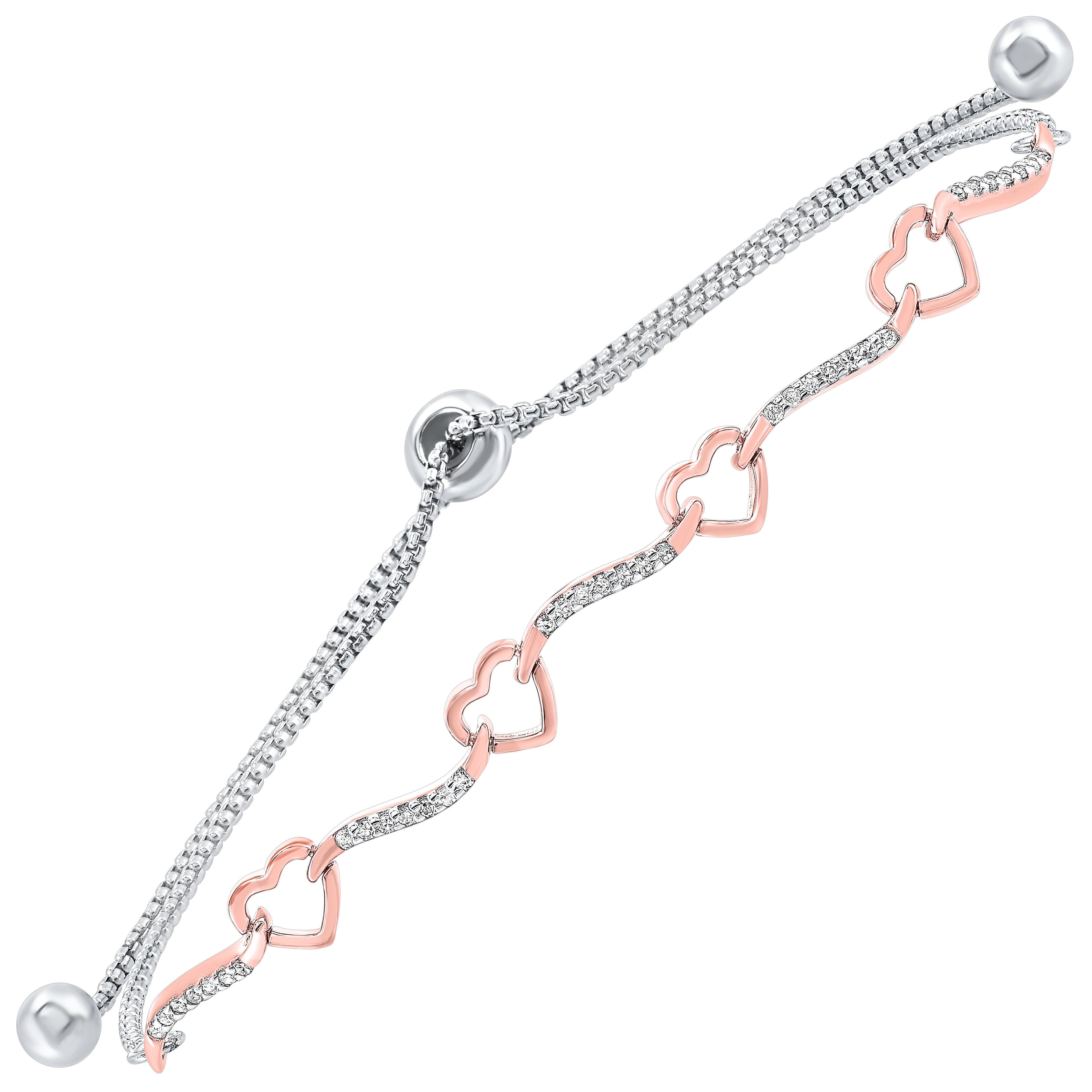 Diamond Accent Heart Bolo Bracelet