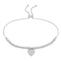 Silver Heart Bolo Bracelet