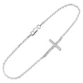 Silver Sideways Cross Bracelet