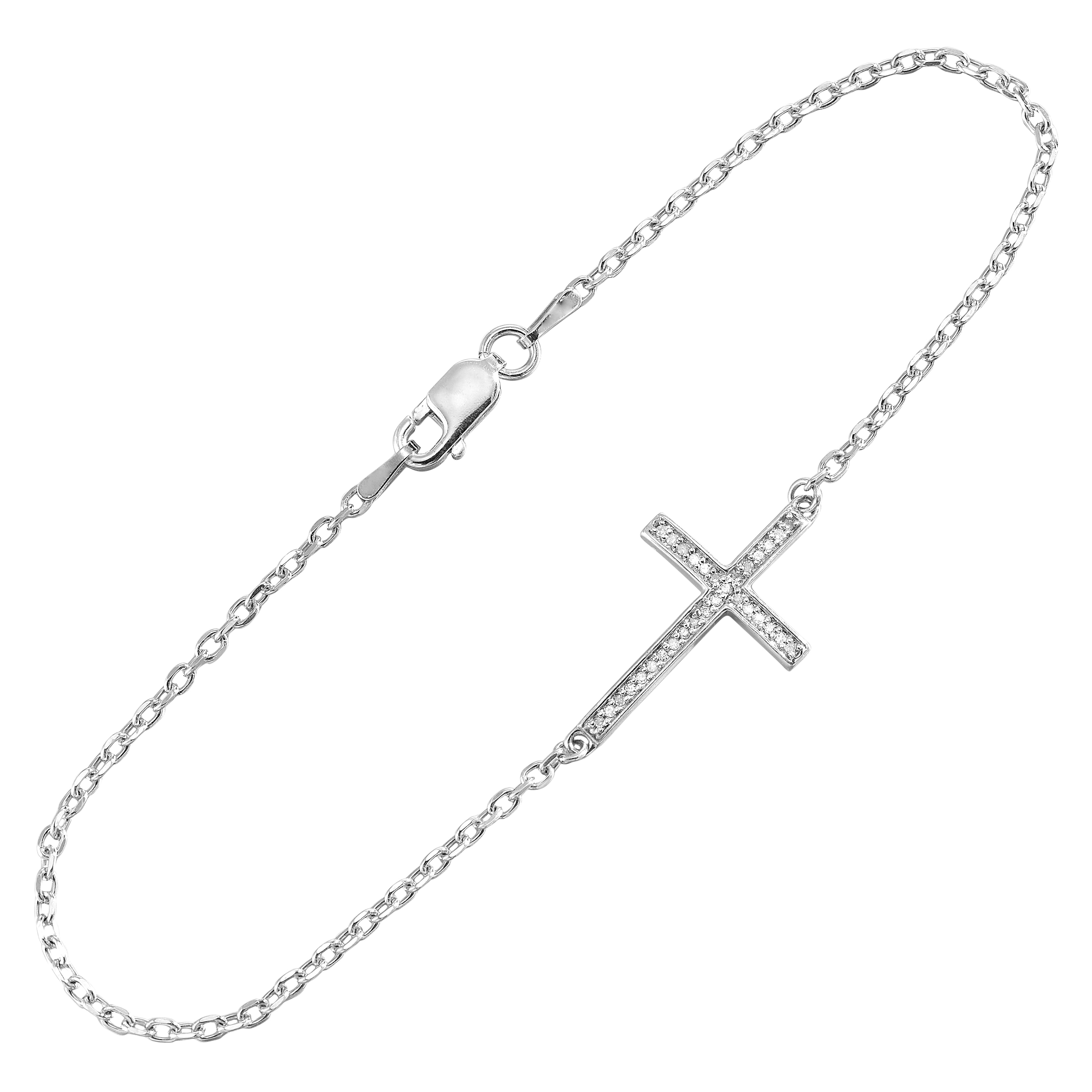 Silver Sideways Cross Bracelet