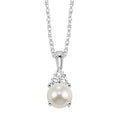 Oval-Cut Pearl and Diamond Pendant