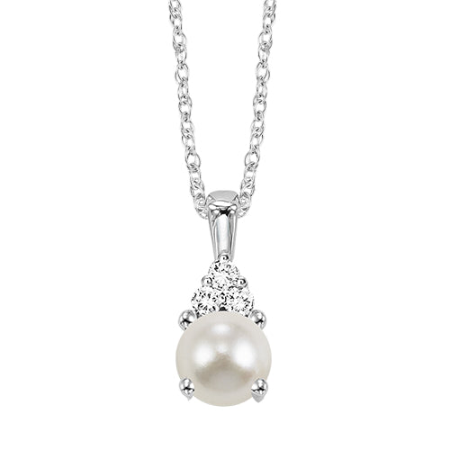 Oval-Cut Pearl and Diamond Pendant