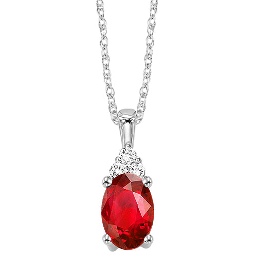 Oval-Cut Gemstone and Diamond Pendant