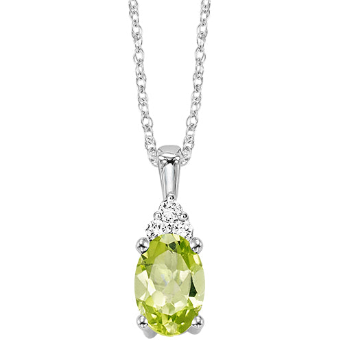 Oval-Cut Gemstone and Diamond Pendant