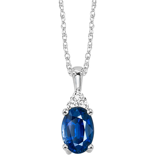 Oval-Cut Gemstone and Diamond Pendant