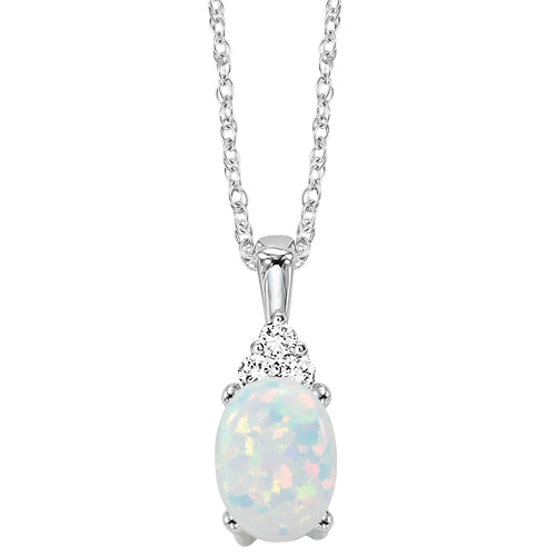 Oval-Cut Gemstone and Diamond Pendant