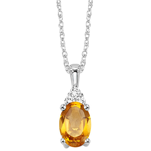 Oval-Cut Gemstone and Diamond Pendant