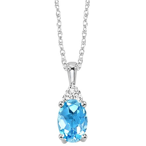 Oval-Cut Gemstone and Diamond Pendant