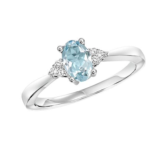 Oval-shaped Gemstone and Diamond Ring