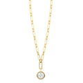 Paperclip Chain with Single Round Diamond Pendant