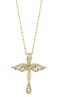 Angel Wing Diamond Cross Pendant