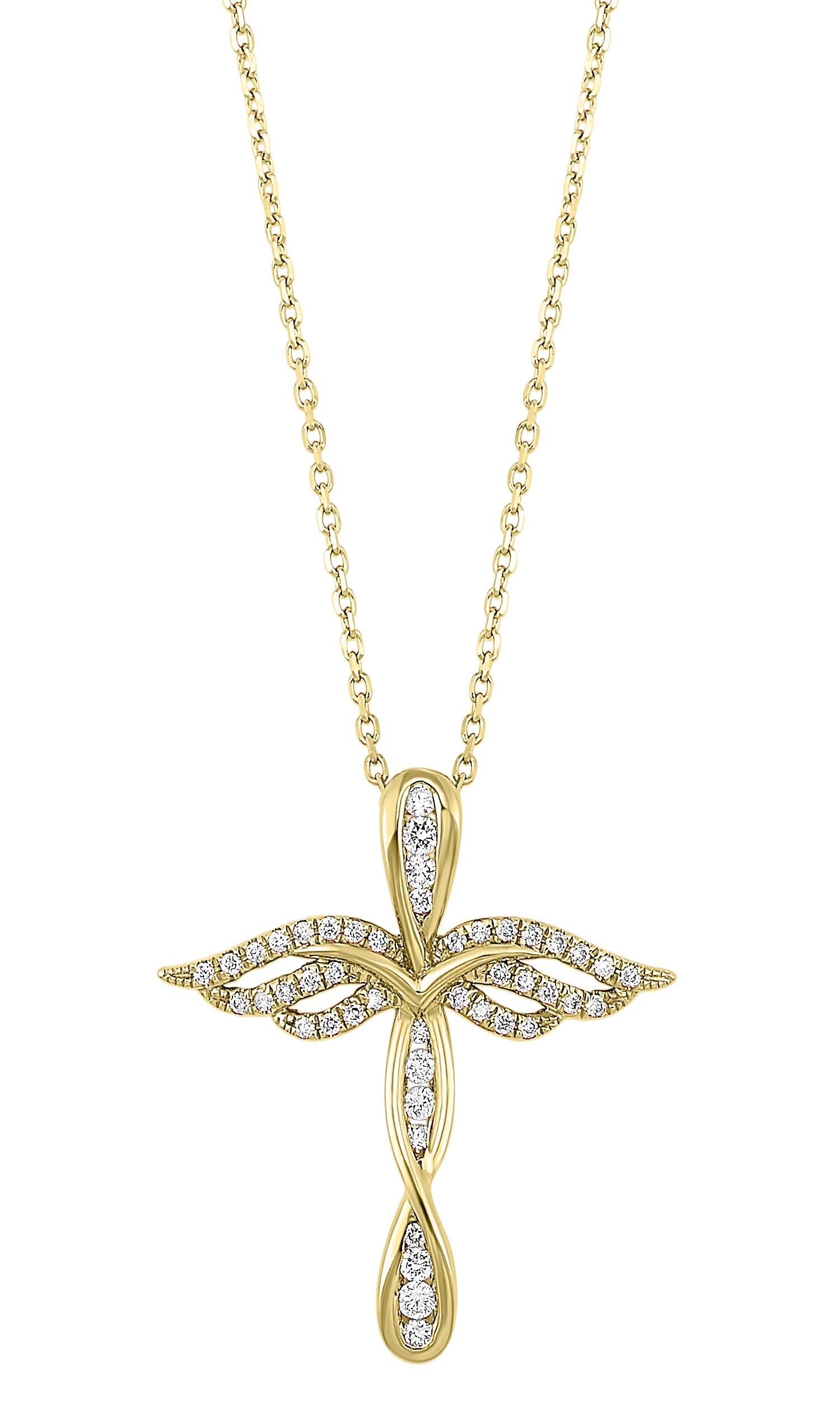 Angel Wing Diamond Cross Pendant