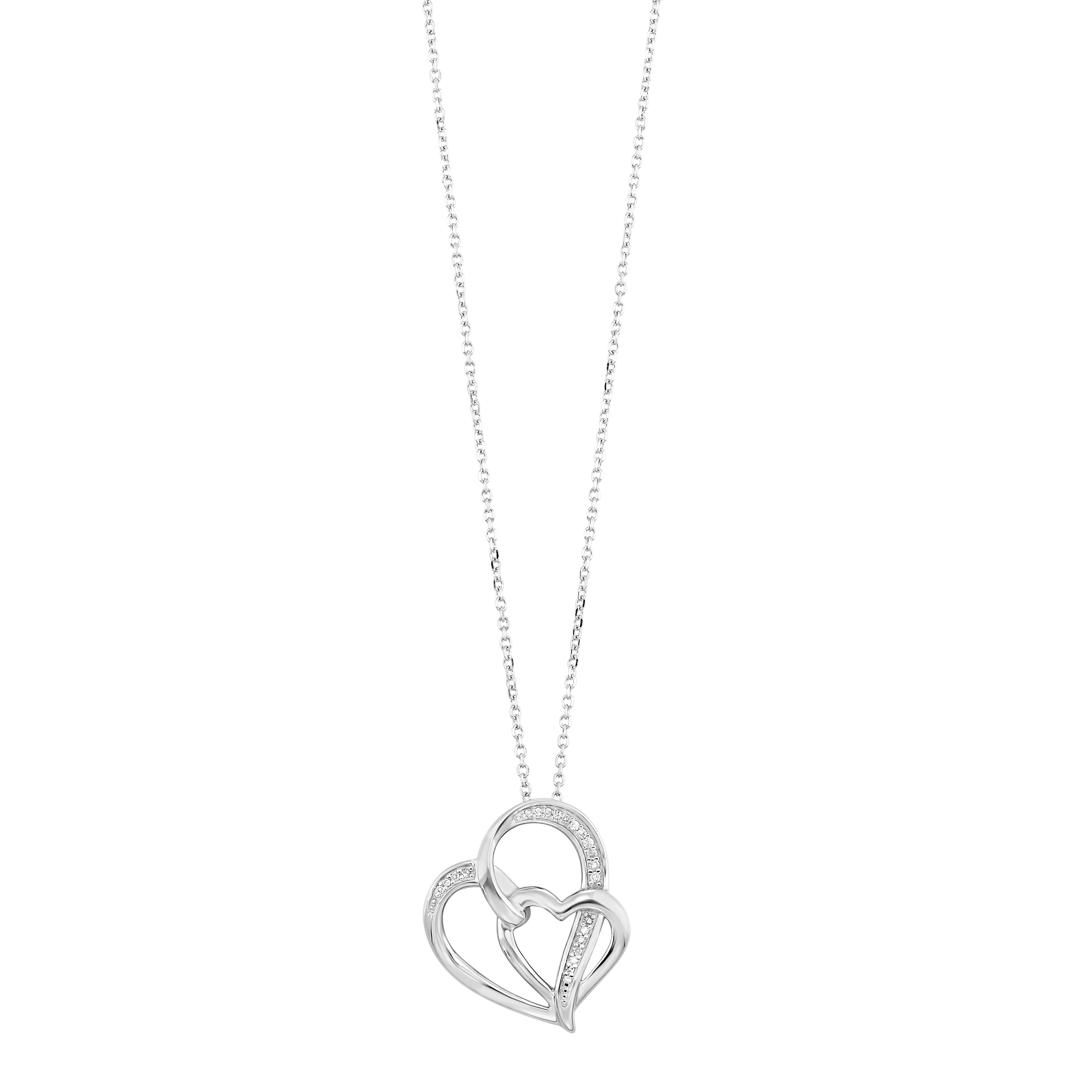 Diamond-accent Double Heart Pendant