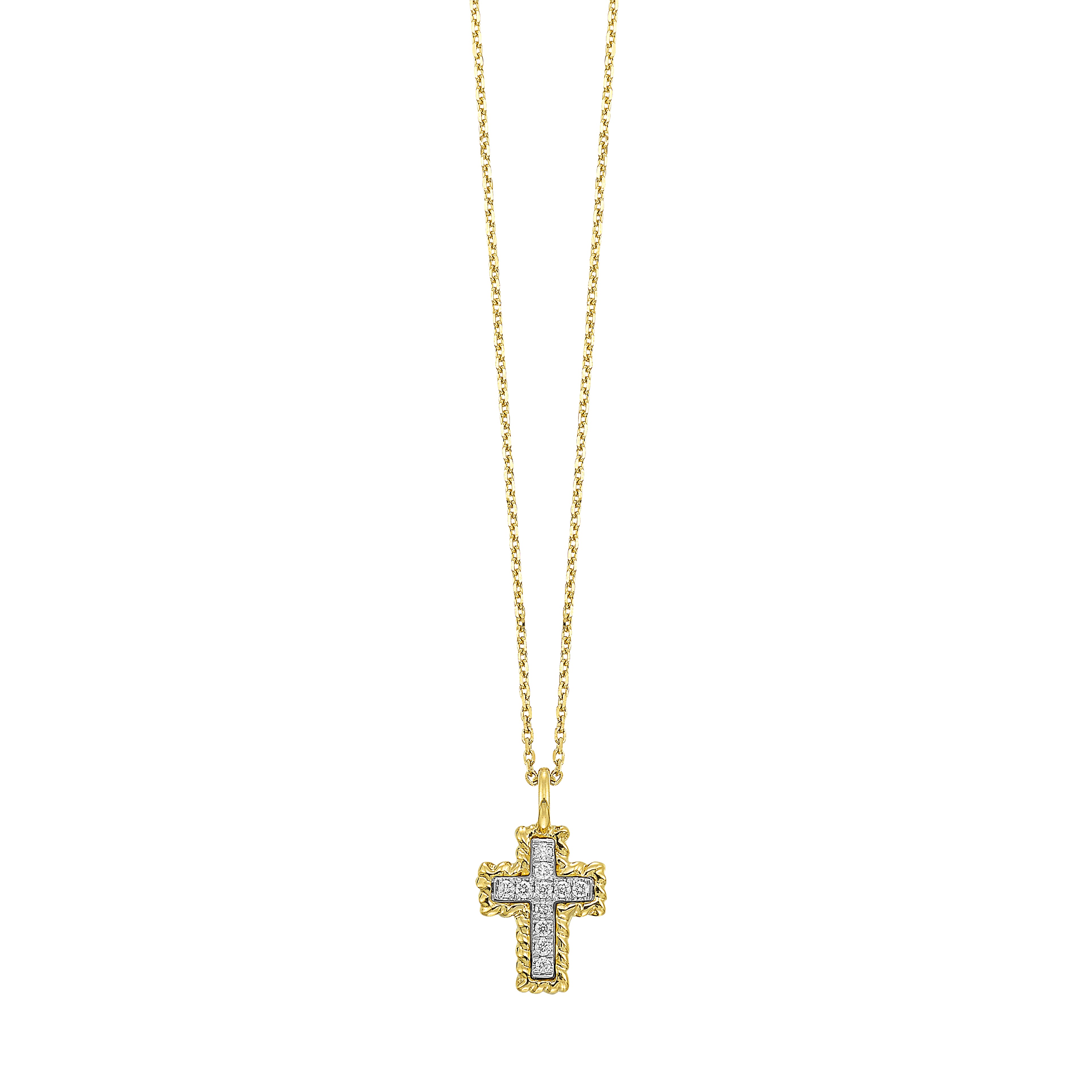 Diamond Cross Pendant with Cable Border