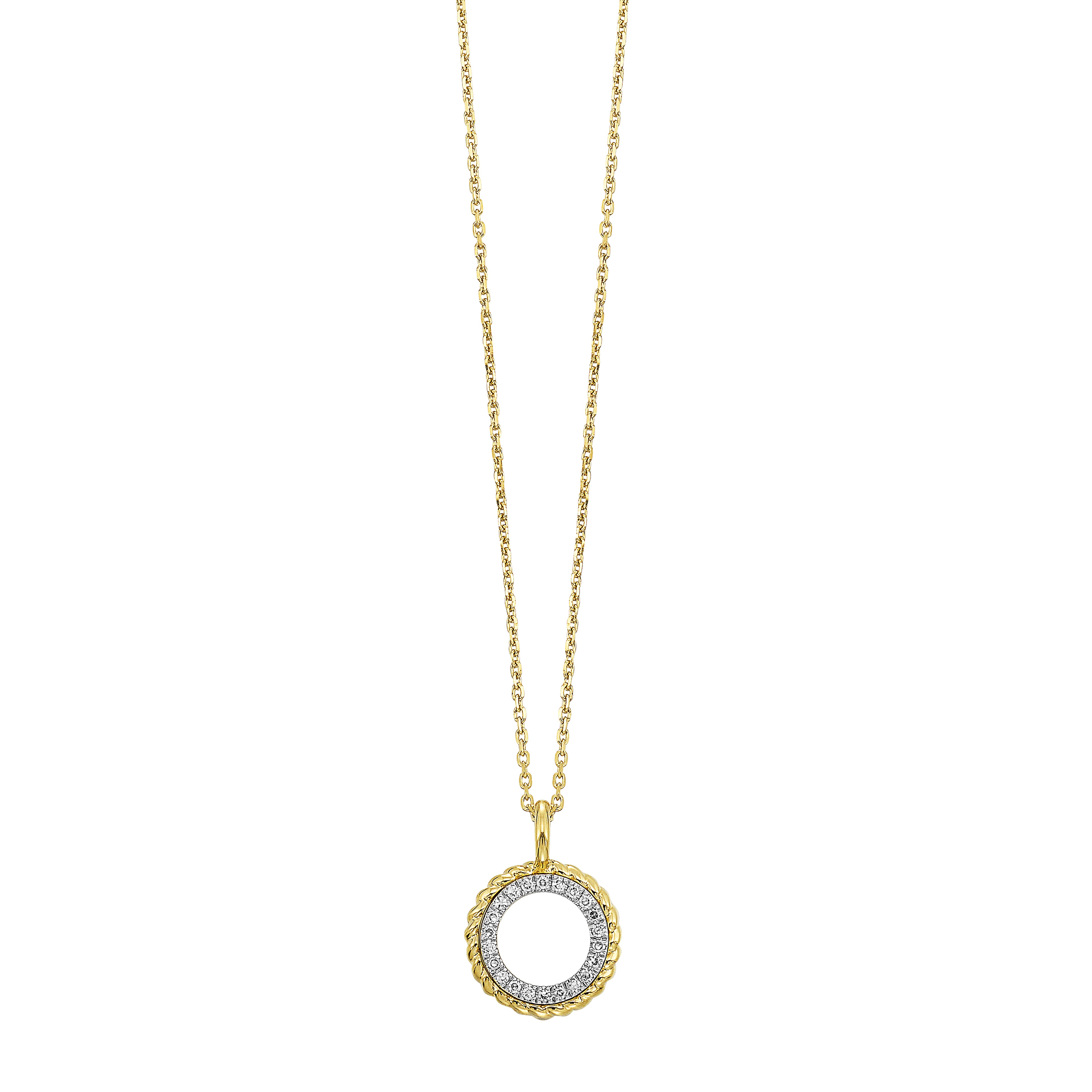 Diamond Circle Pendant with Cable Border