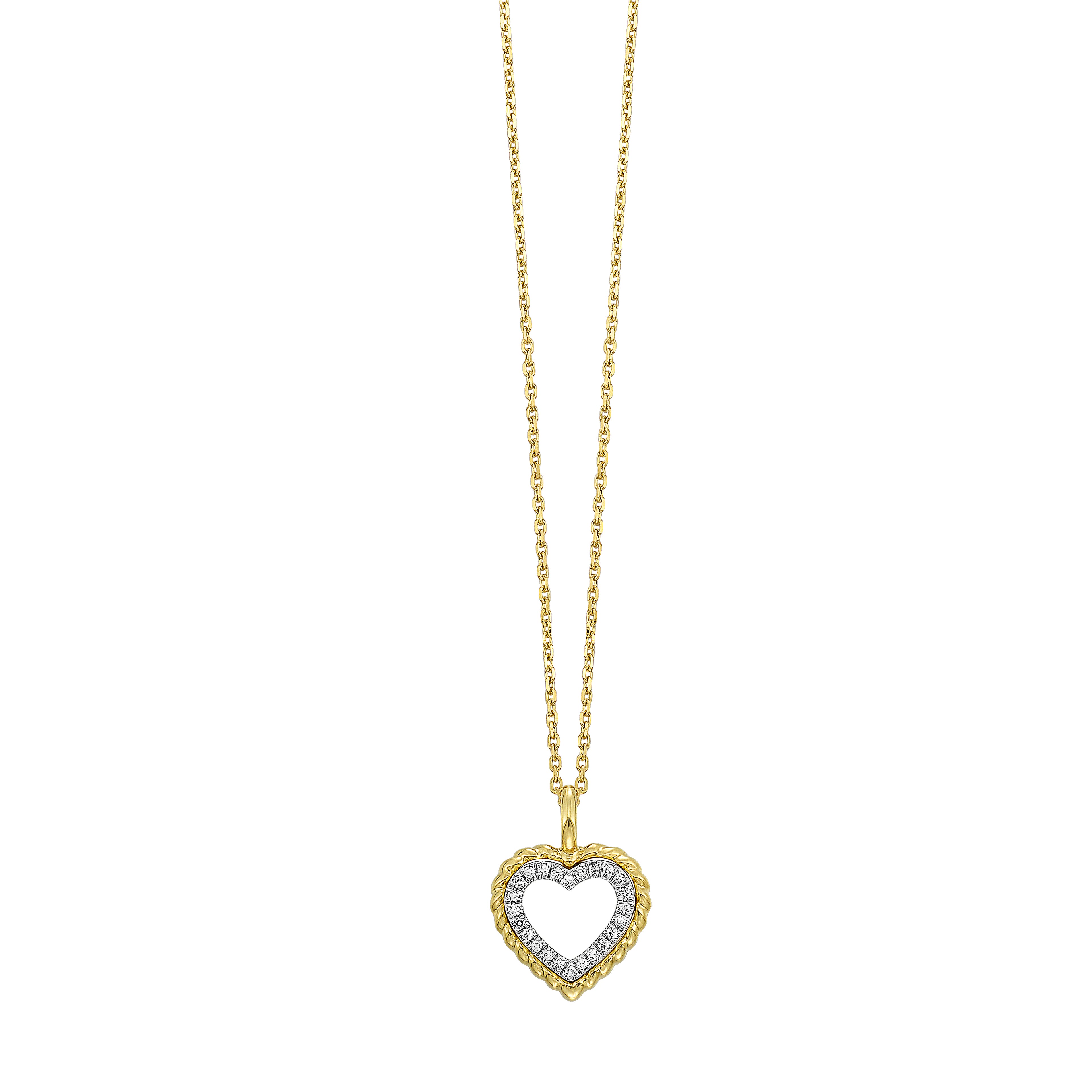 Diamond Heart Pendant with Cable Border