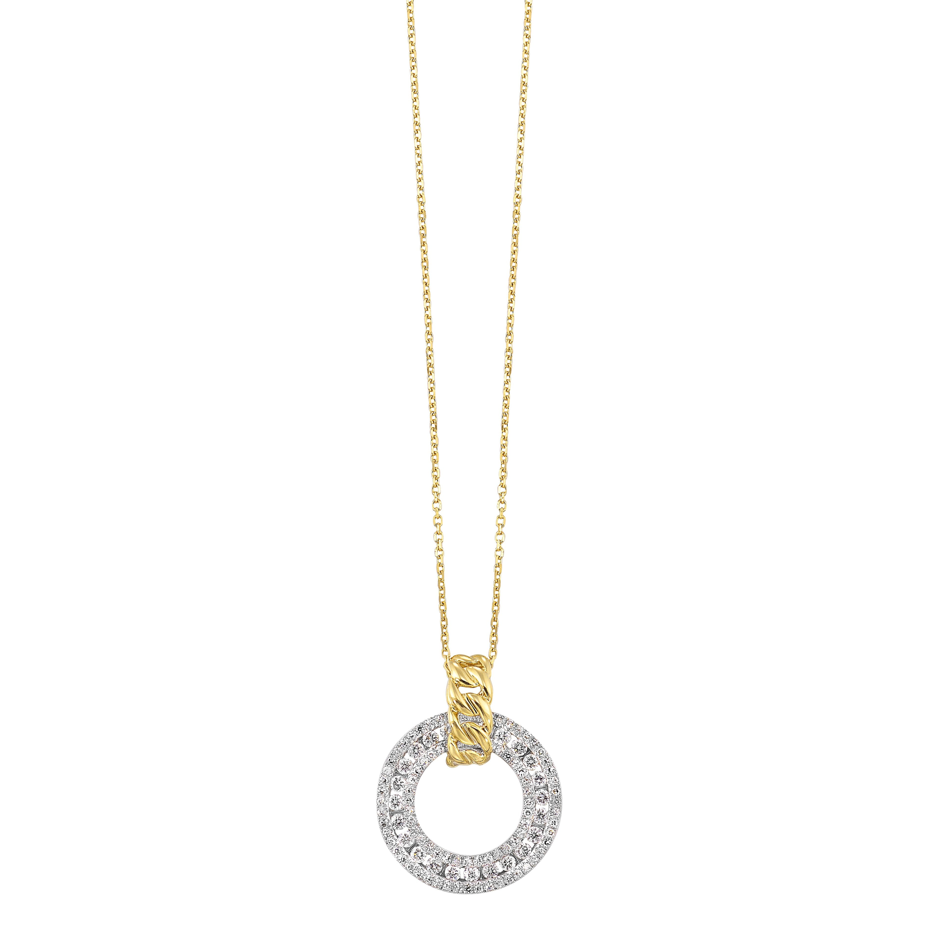 Two-Tone Diamond Circle Pendant