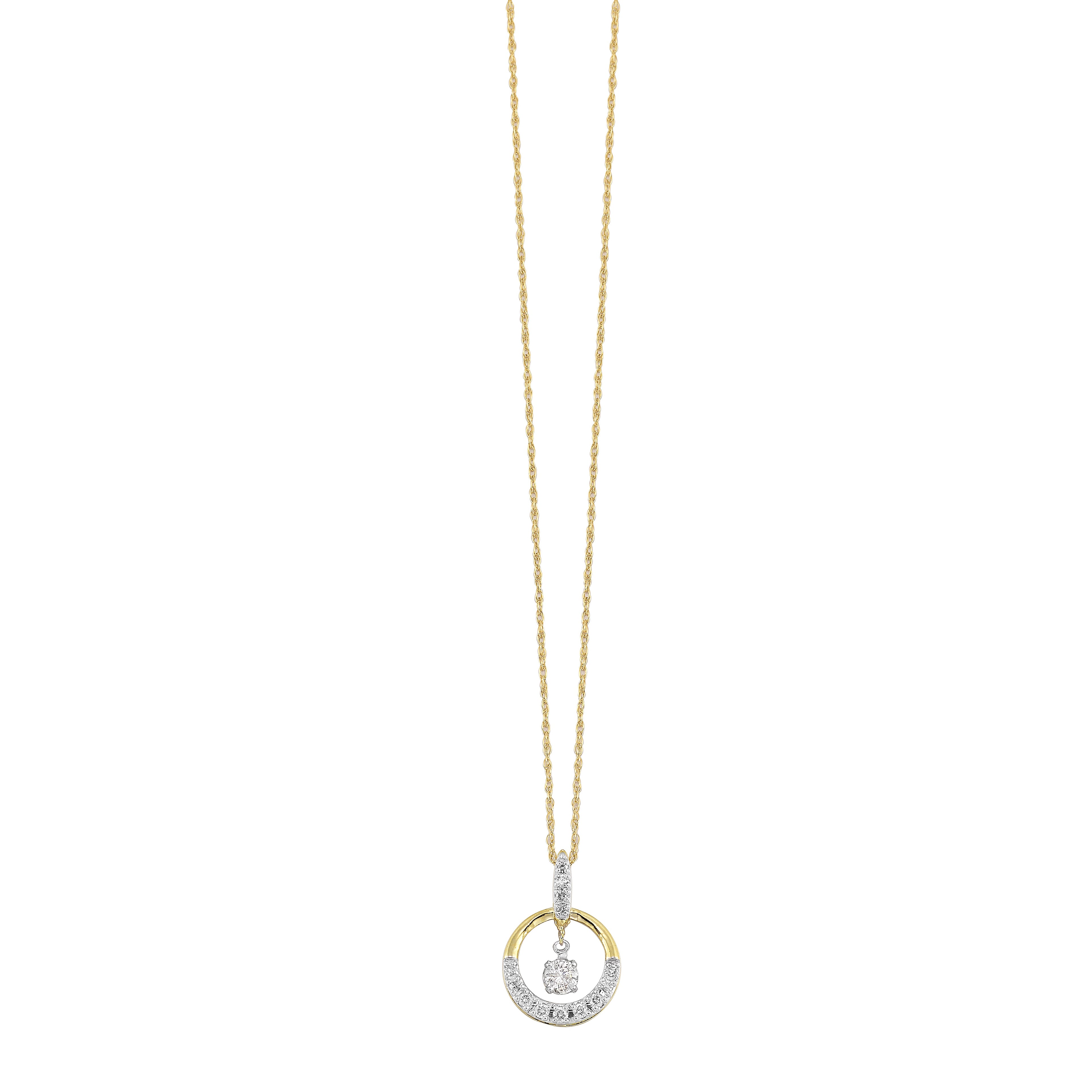 Two-Tone Diamond Circle Drop Pendant