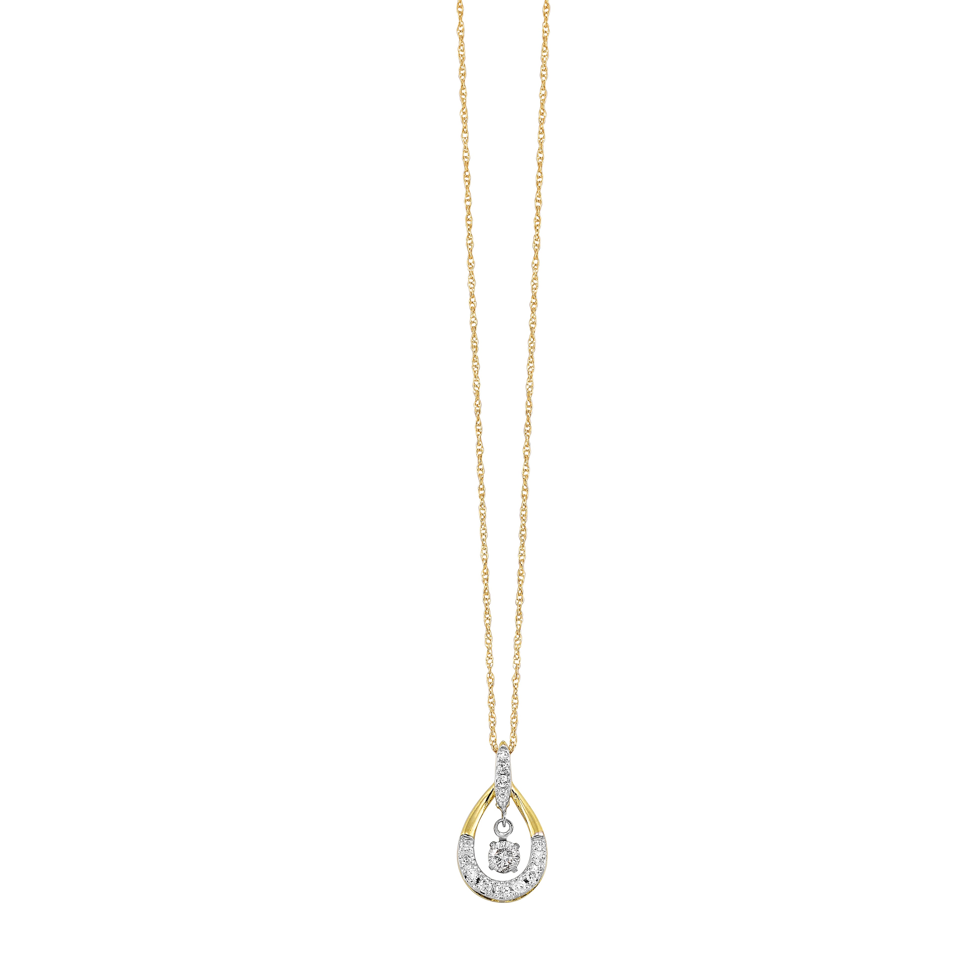 Two-Tone Diamond Teardrop Drop Pendant