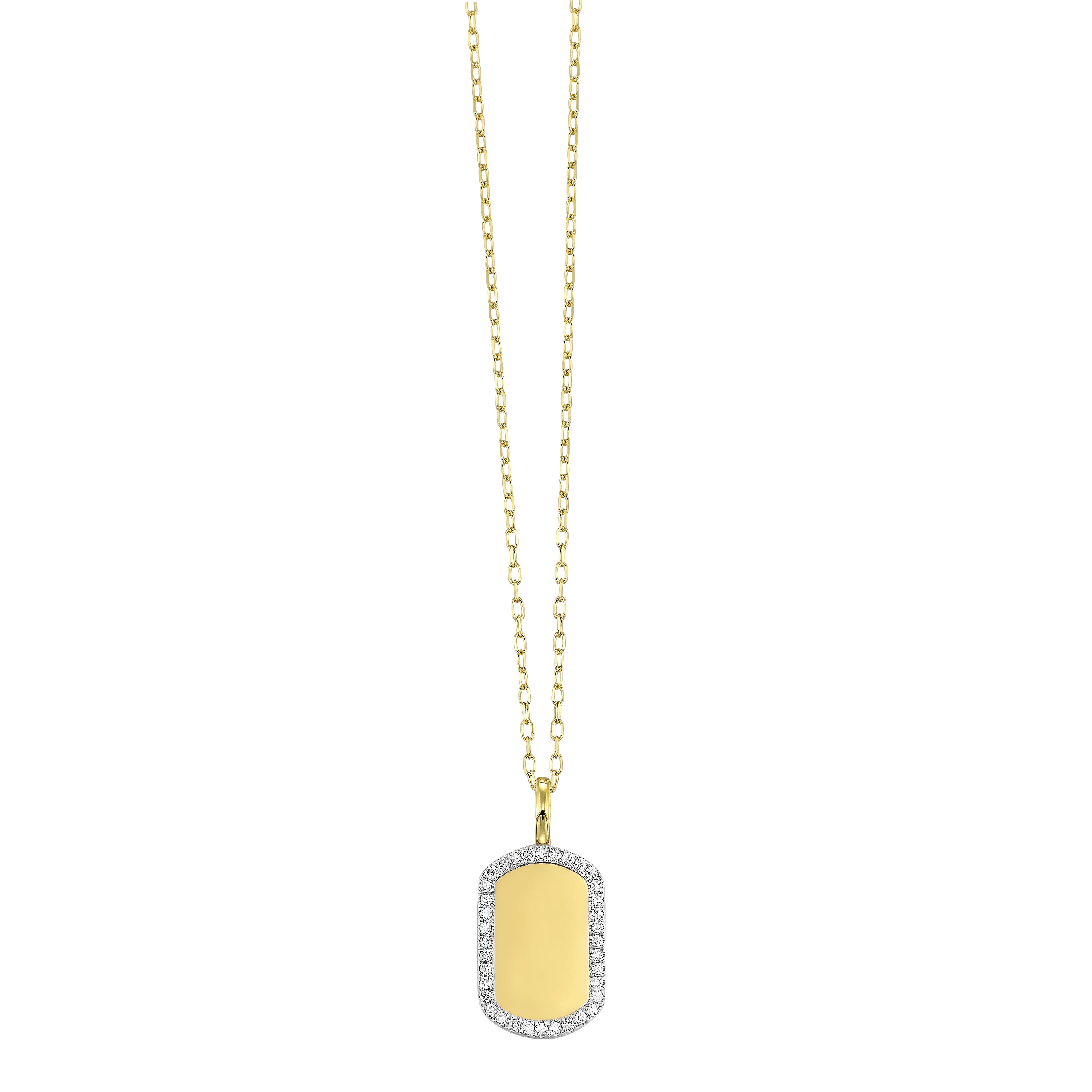 Gold Dog Tag Diamond Crest Pendant
