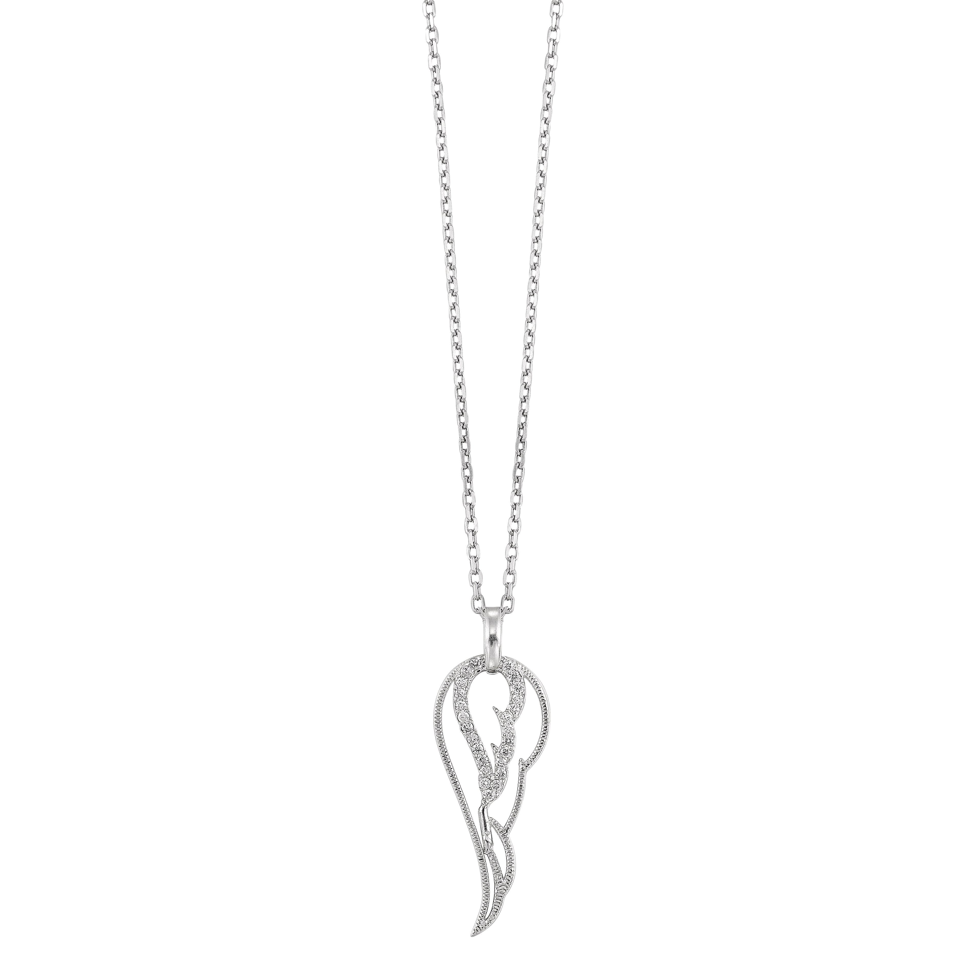 Sterling Silver Diamond Angel Wing Pendant