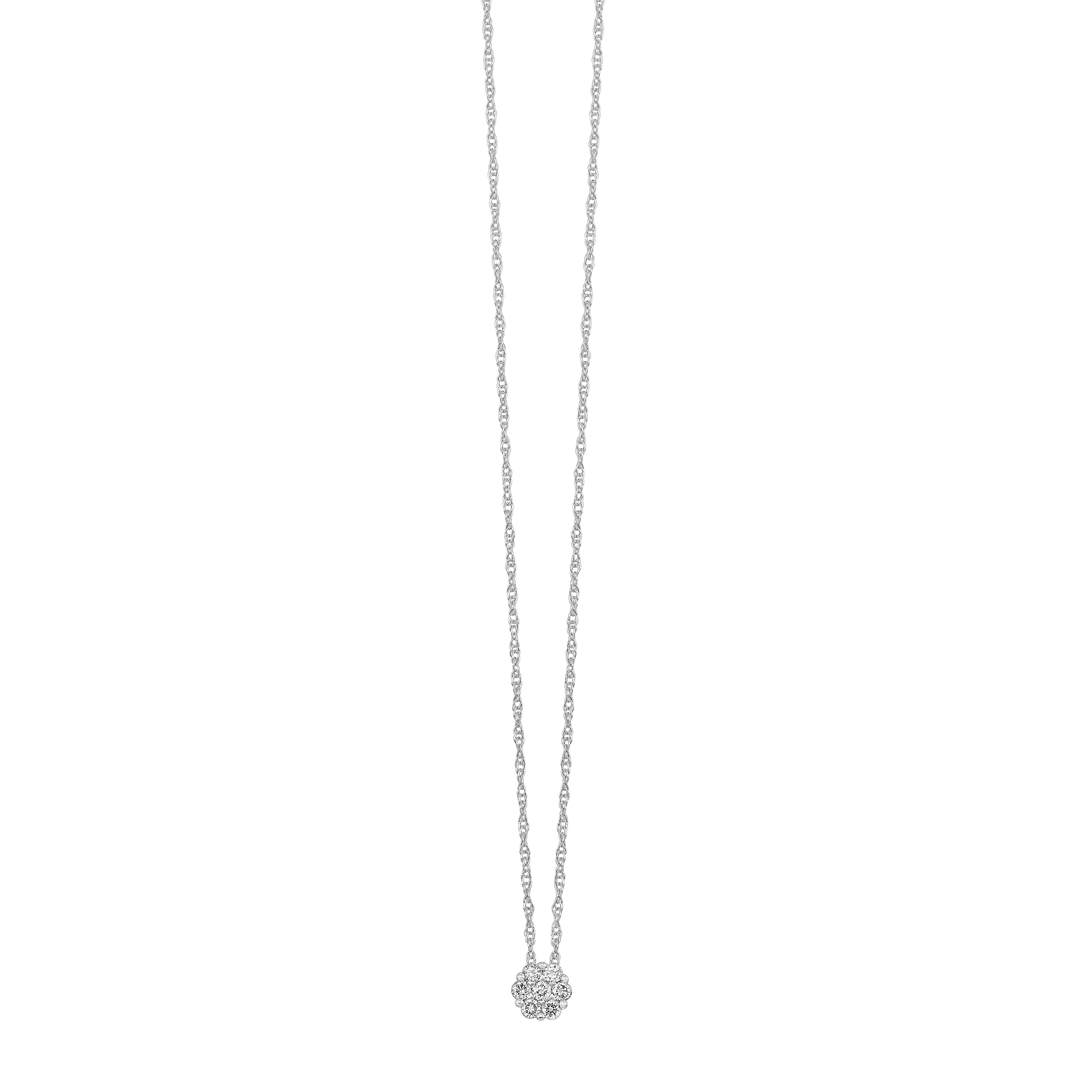 White Gold Round Diamond Cluster Pendant