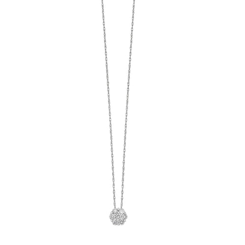 White Gold Round Diamond Cluster Pendant
