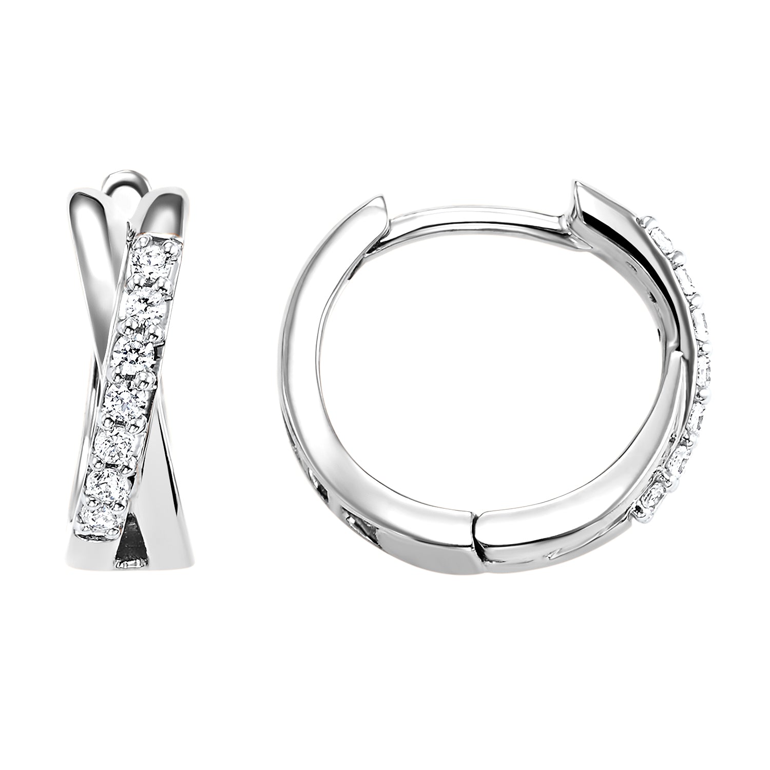 10Kt White Gold Huggie Hoop Diamond Earrings