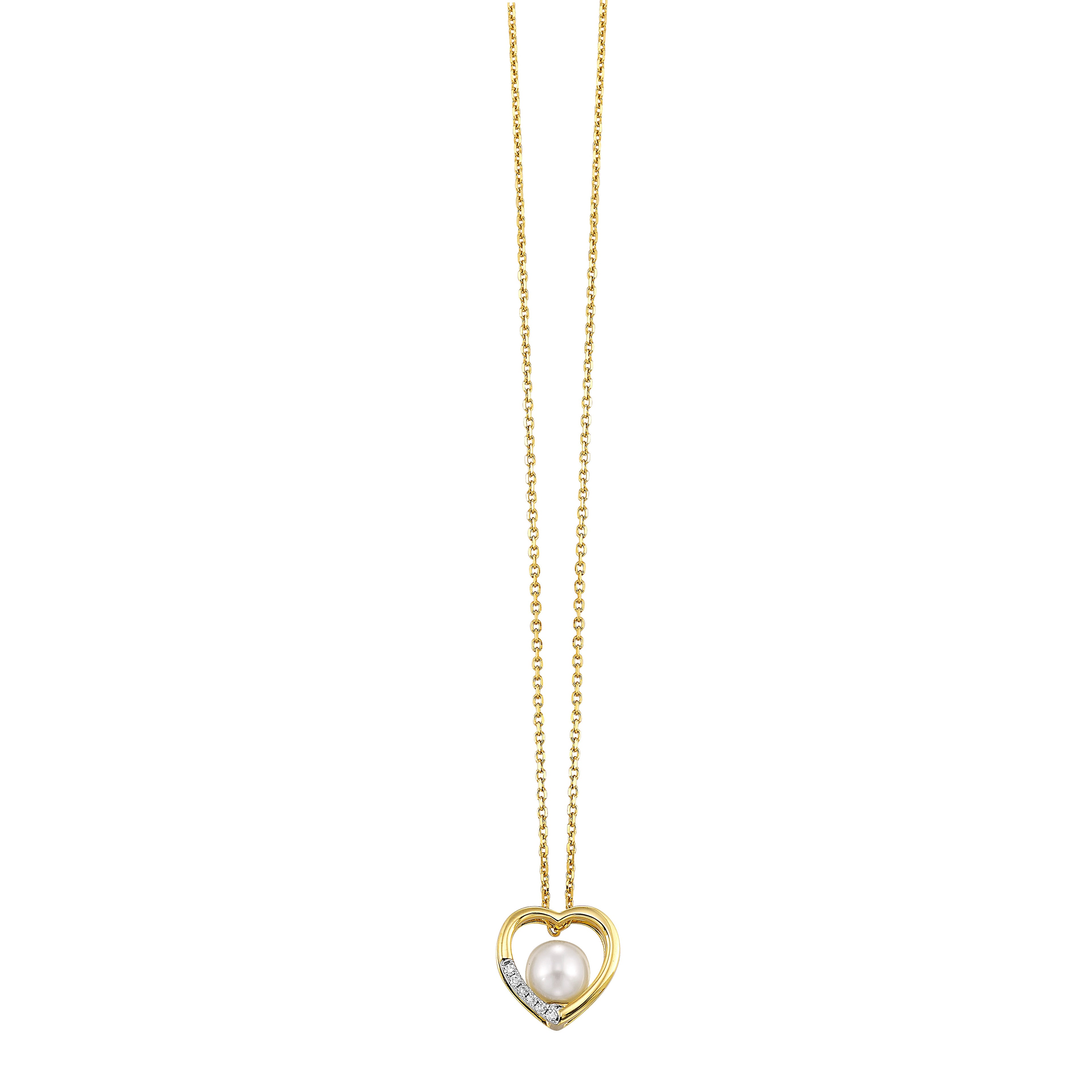 Open Heart Pearl & Diamond Pendant