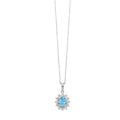 Blue Topaz & Diamond Halo Pendant
