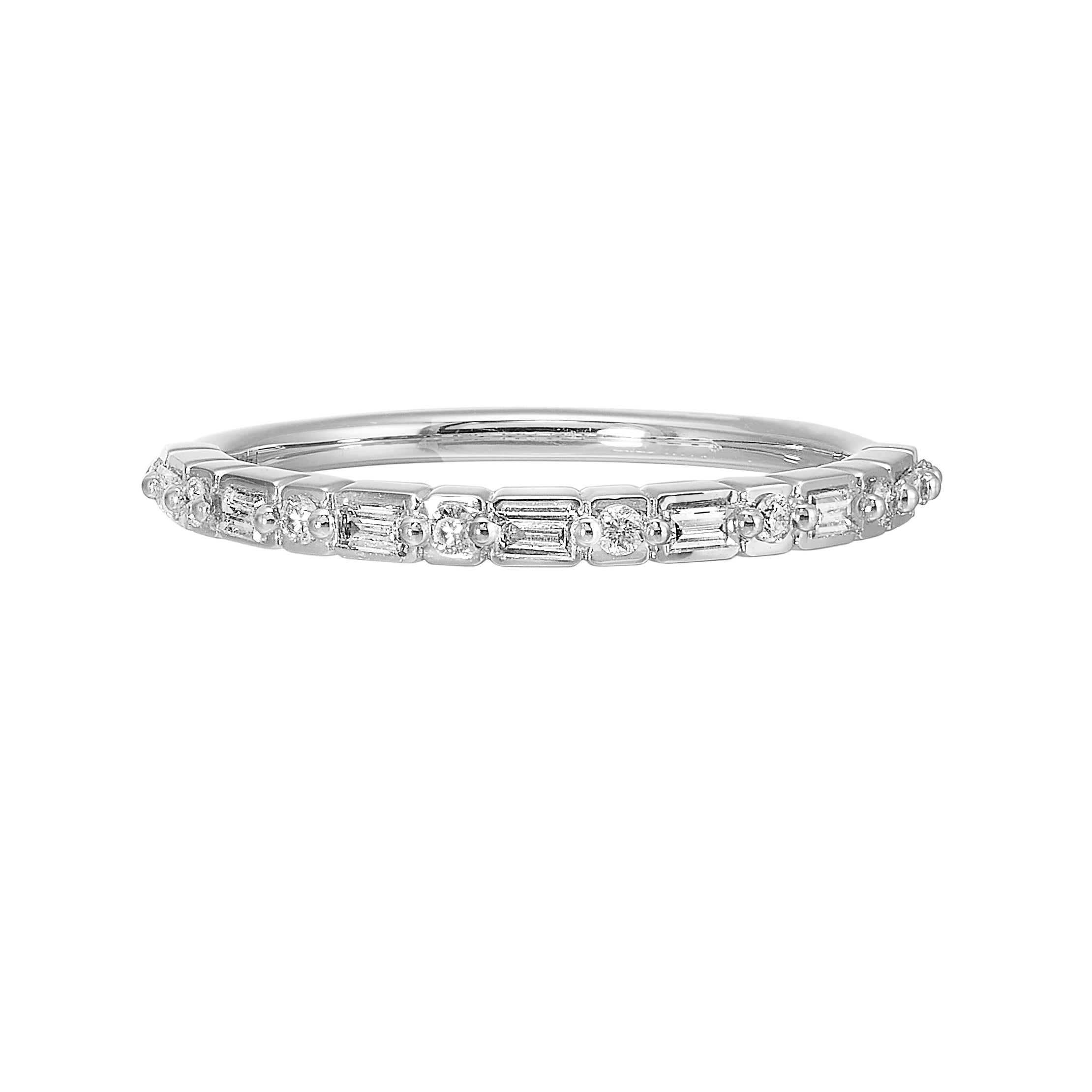 Round & Baguette Diamonds Half-Eternity Ring