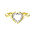 Diamond Heart Ring with Cable Border