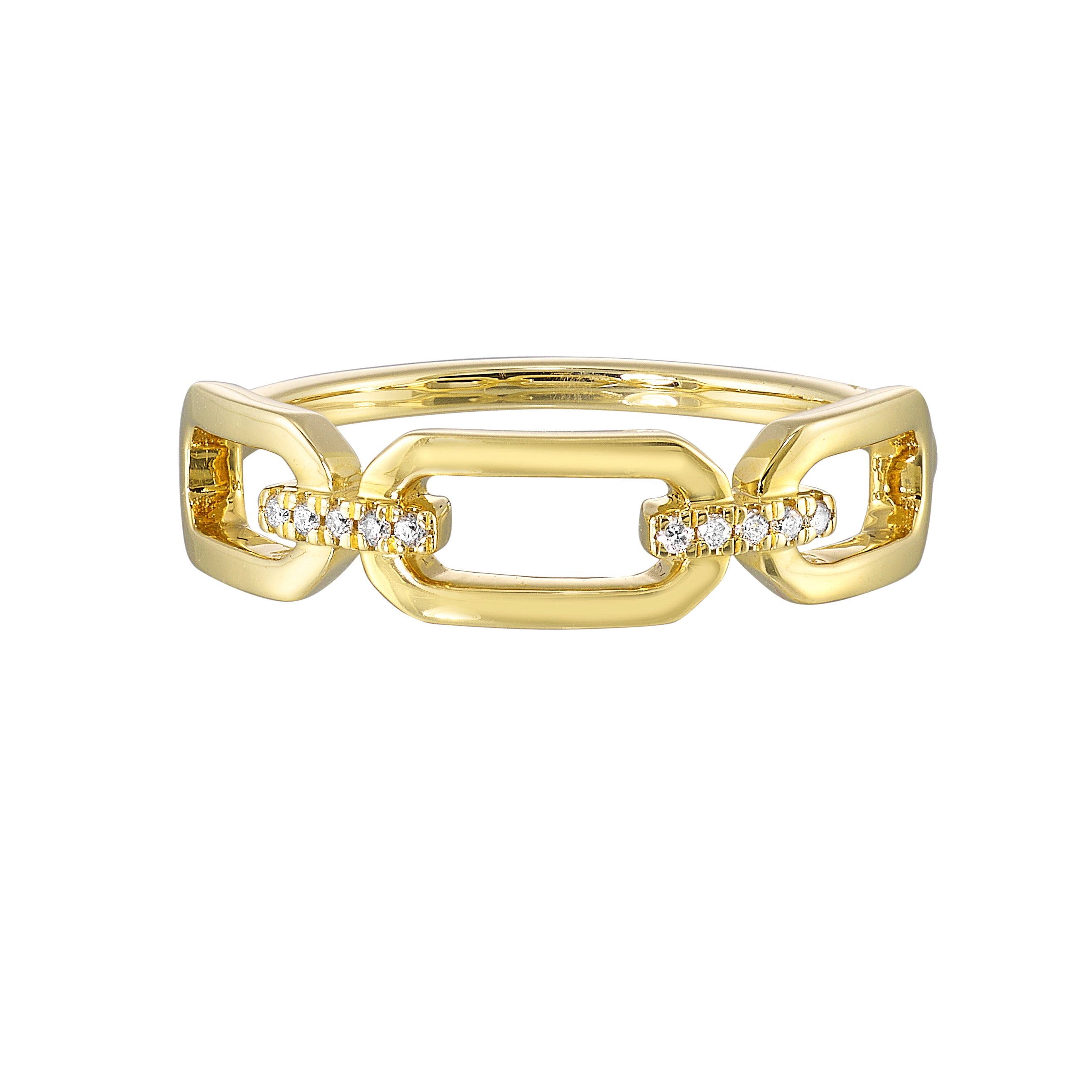 Octagonal Link Diamond Ring