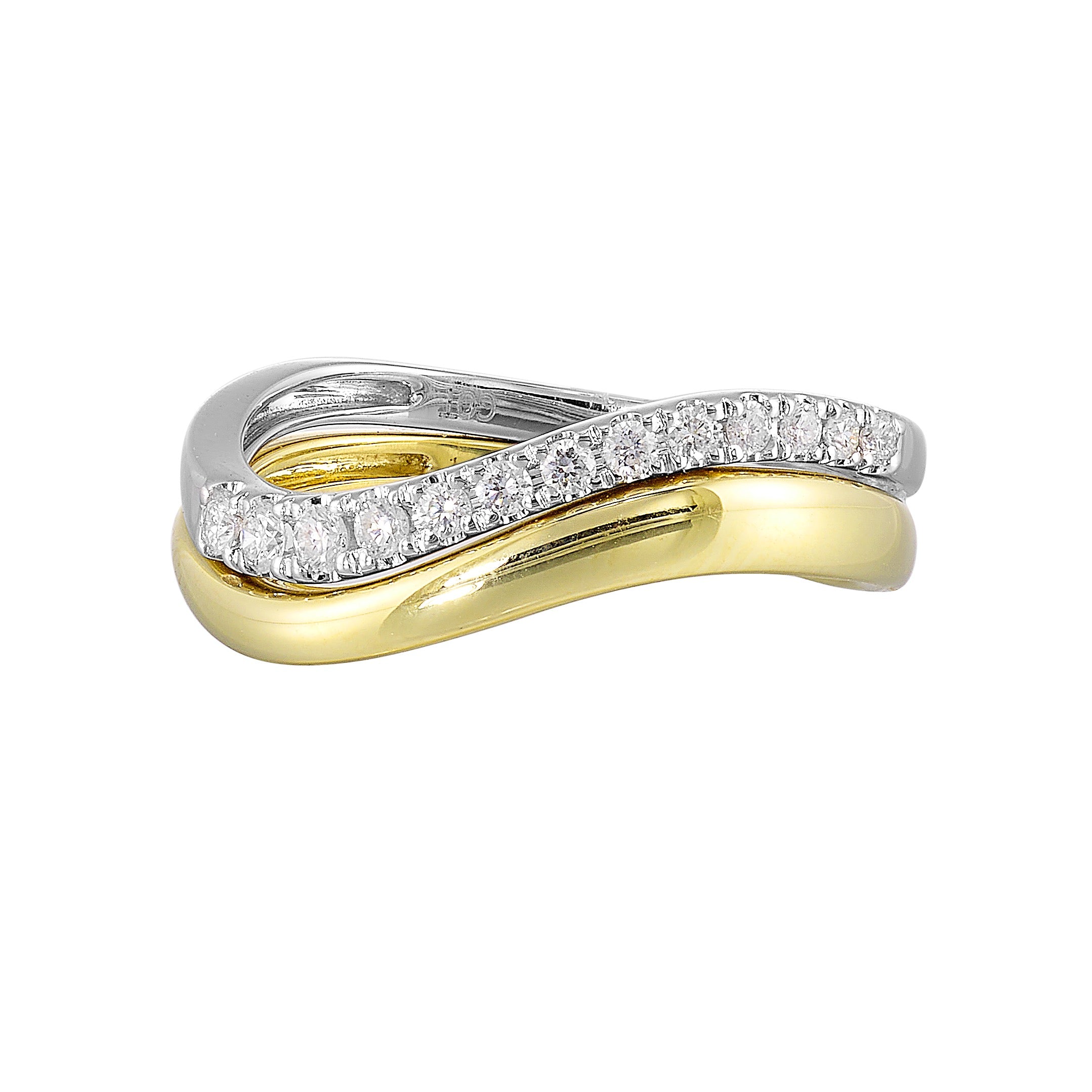 Two-Tone Wavy Bypass Diamond Ring