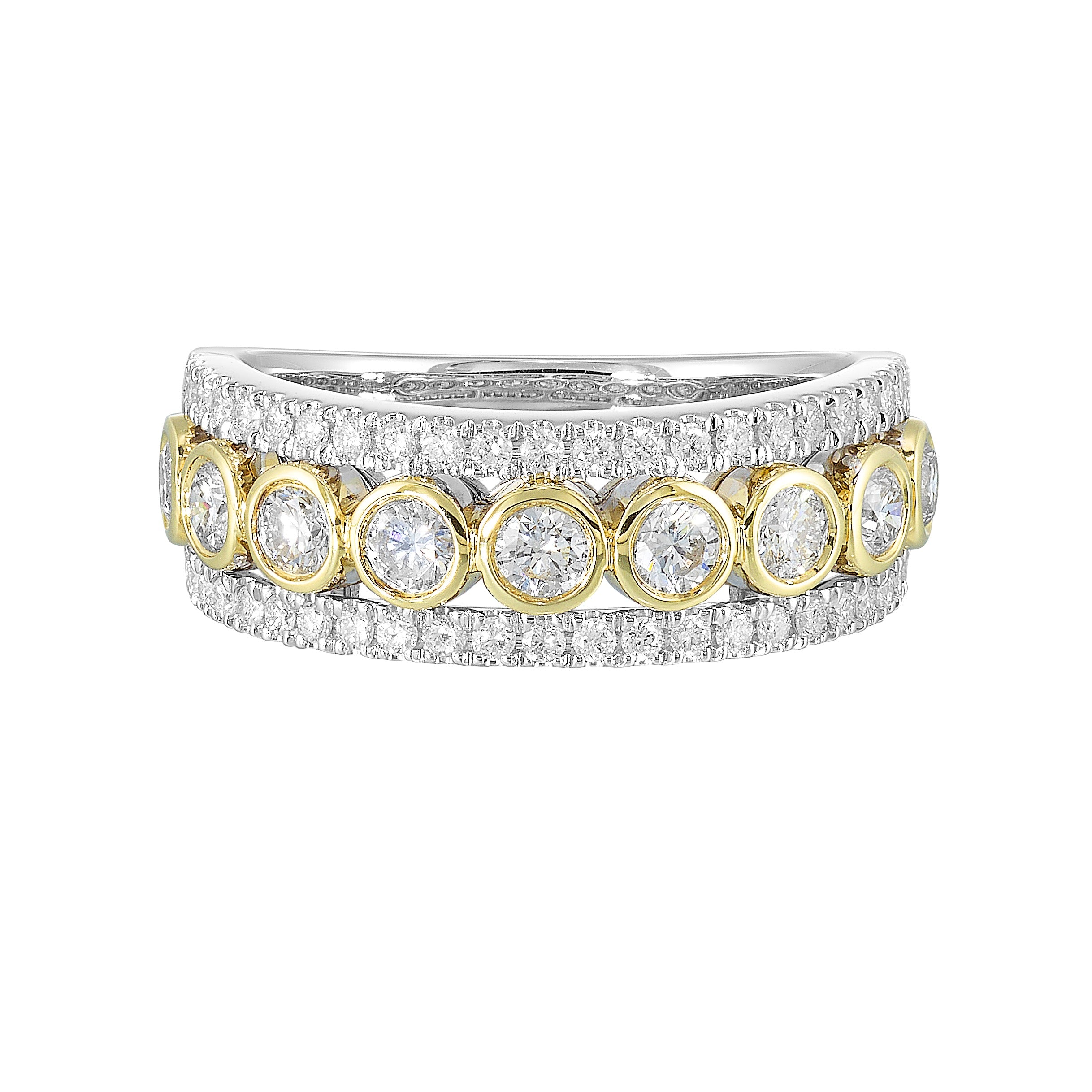 Two-Tone Multi-Row Diamond Ring