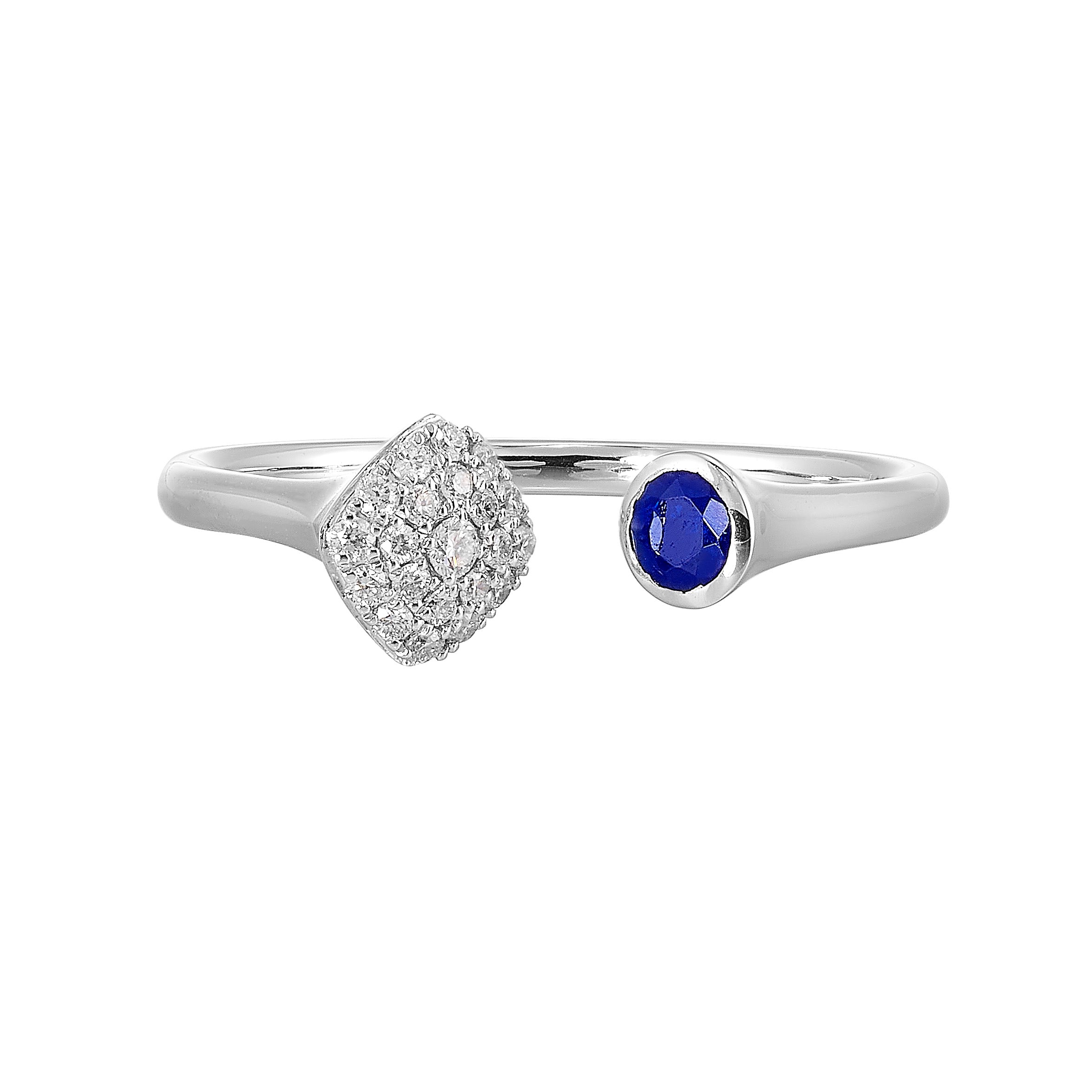 Sapphire and Diamond Open Bypass Ring