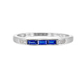 Baguette-Cut Blue Sapphire and Diamond Ring