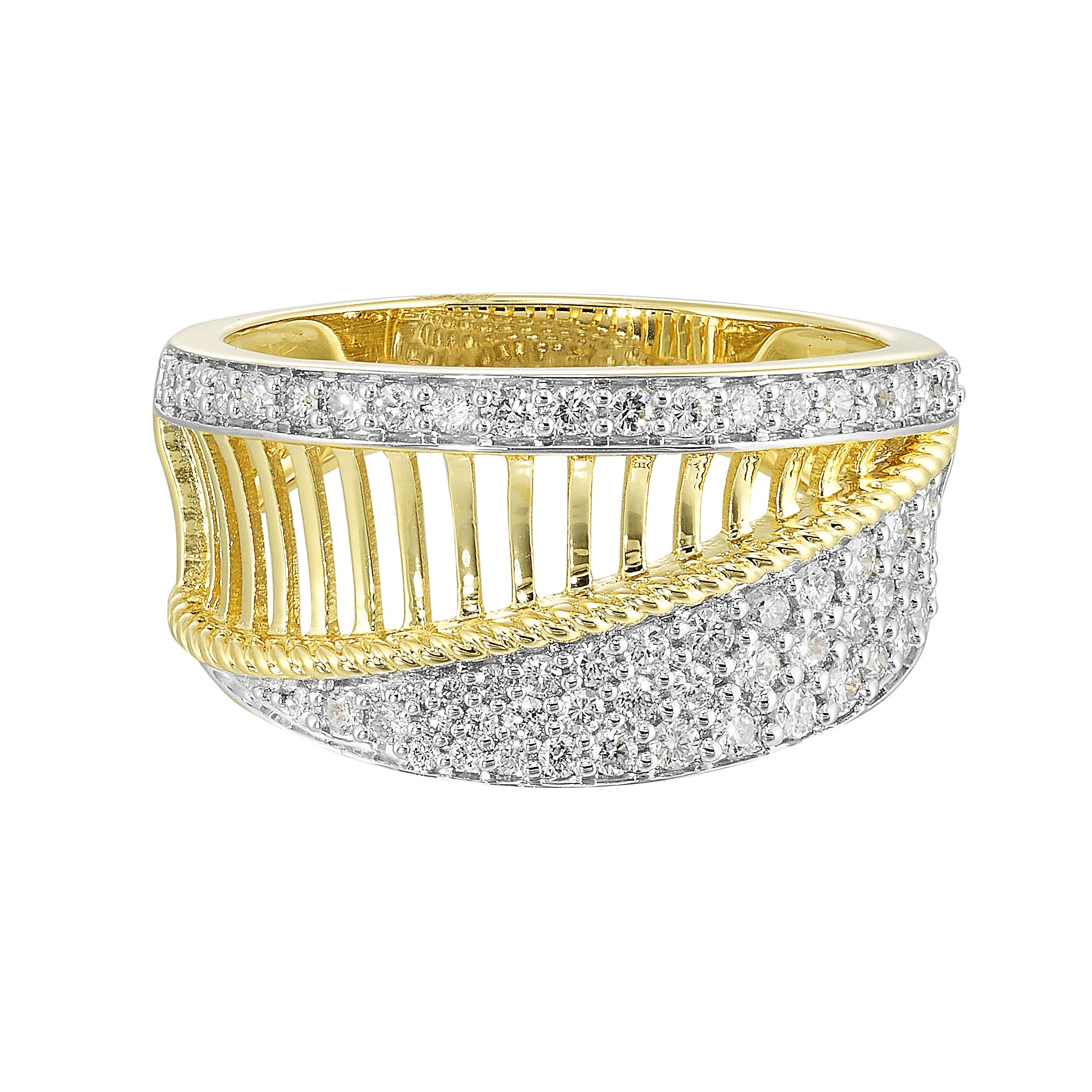 Two-Tone Pavé Diamond Wave Band Ring