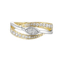 Two-Tone Marquise Diamond Pavé Bypass Ring