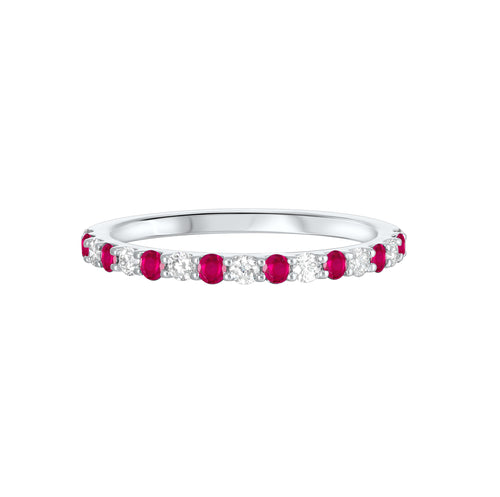 Gemstone and Diamond Half-Eternity Band Ring