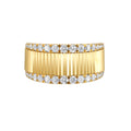 Ribbed Stripe Diamond Border Band Ring