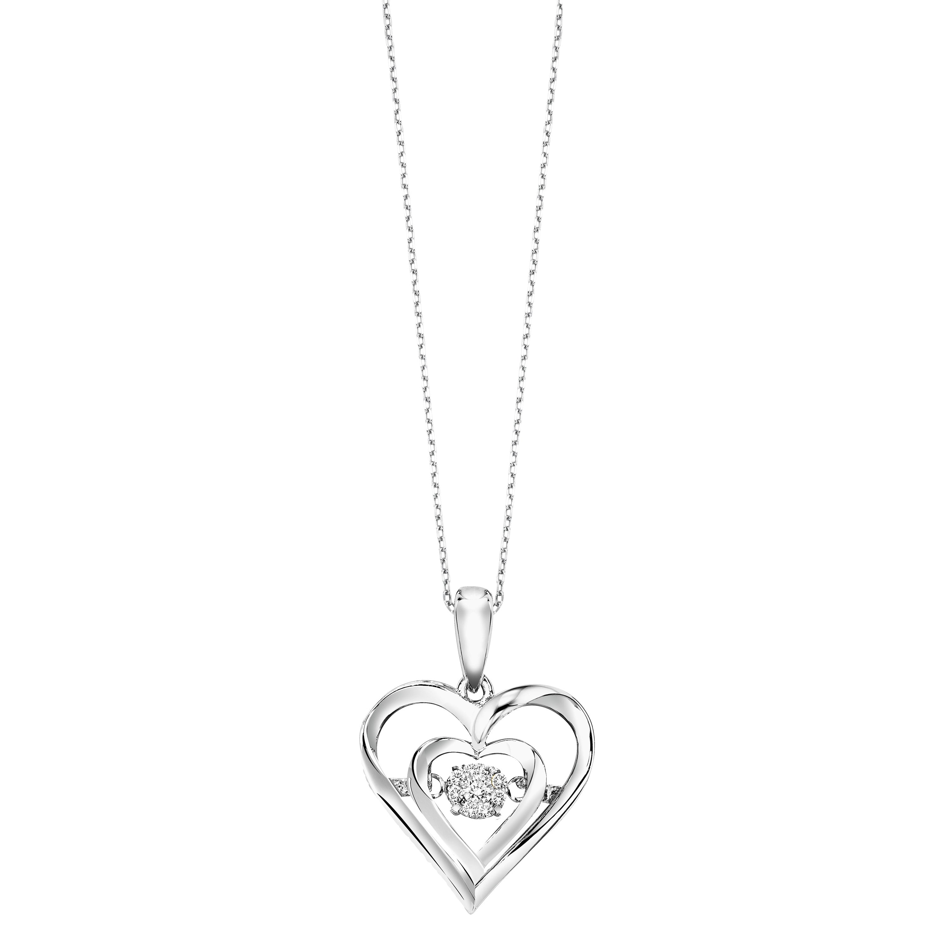 Open Double Heart Diamond Pendant
