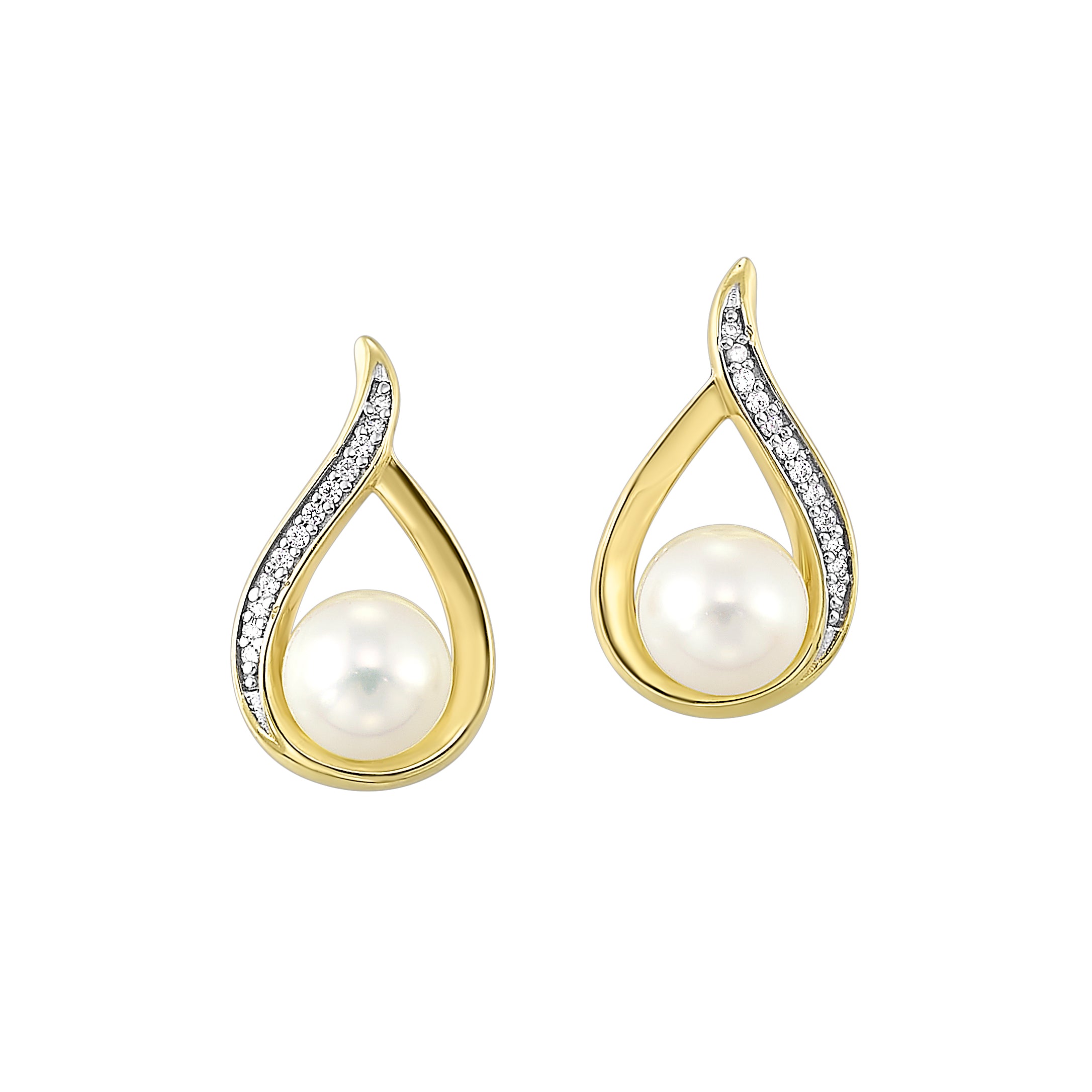 Teardrop Diamond & Pearl Studs