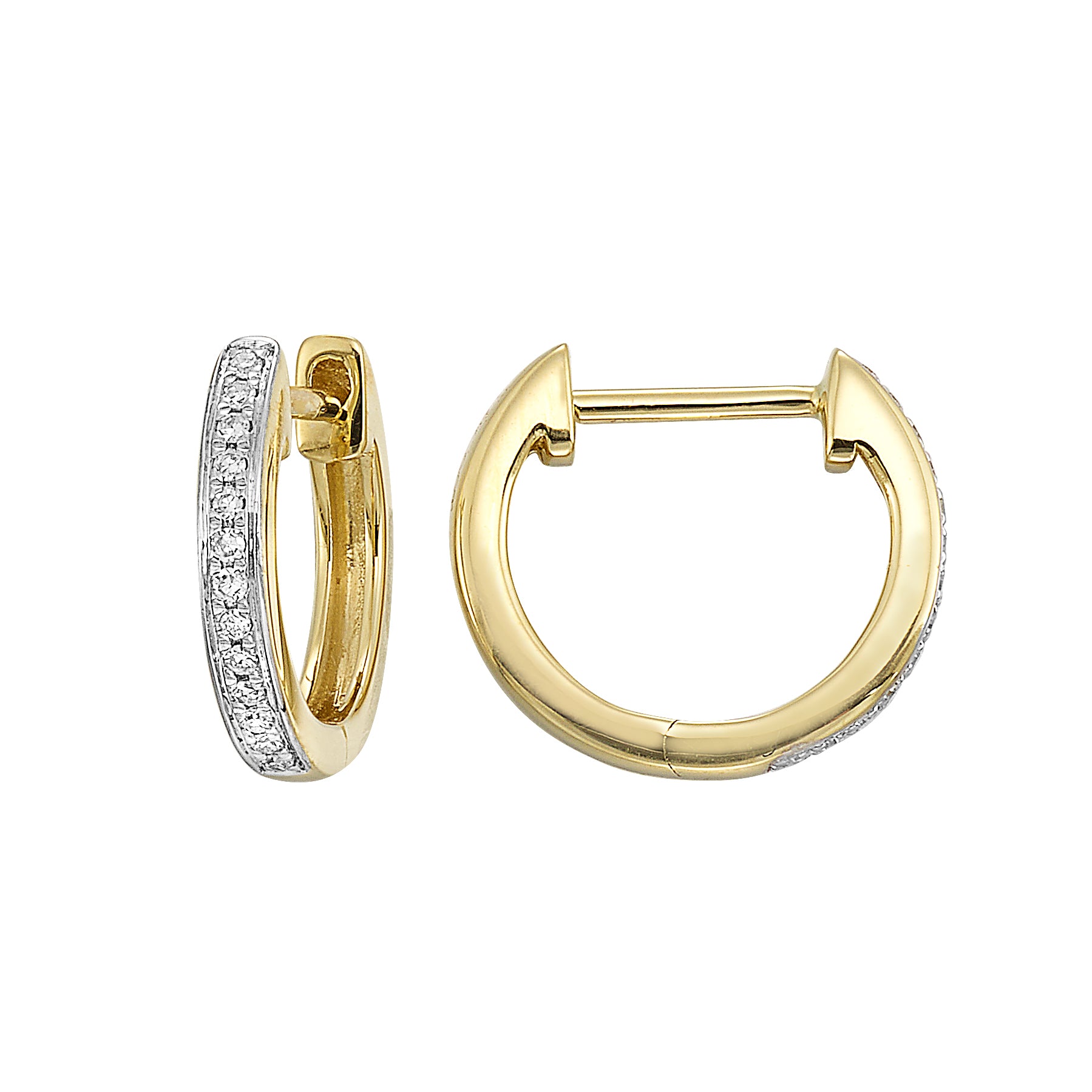14Kt Yellow Gold Diamond Huggie Earrings