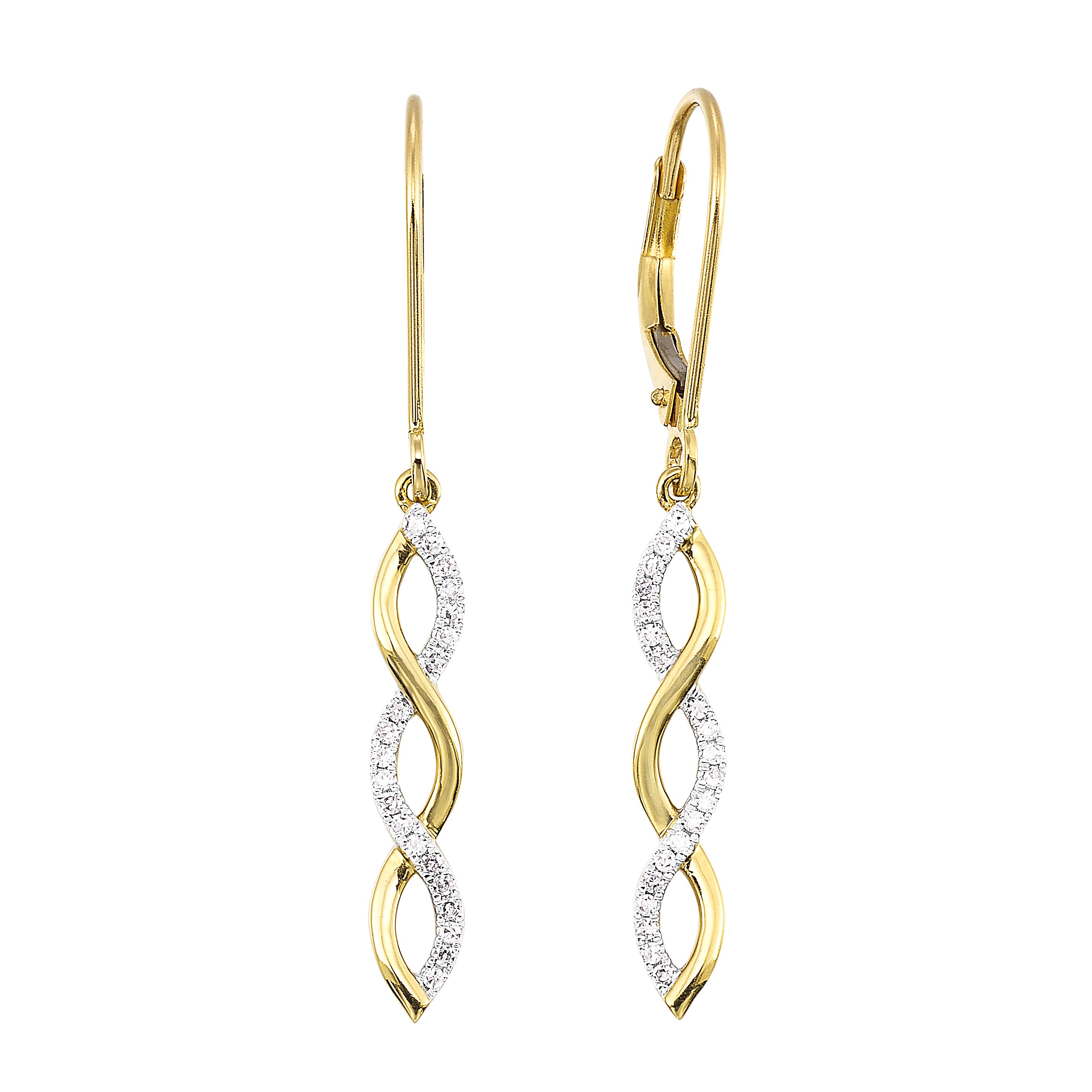 10Kt Yellow Gold and Diamond Twisted Earrings