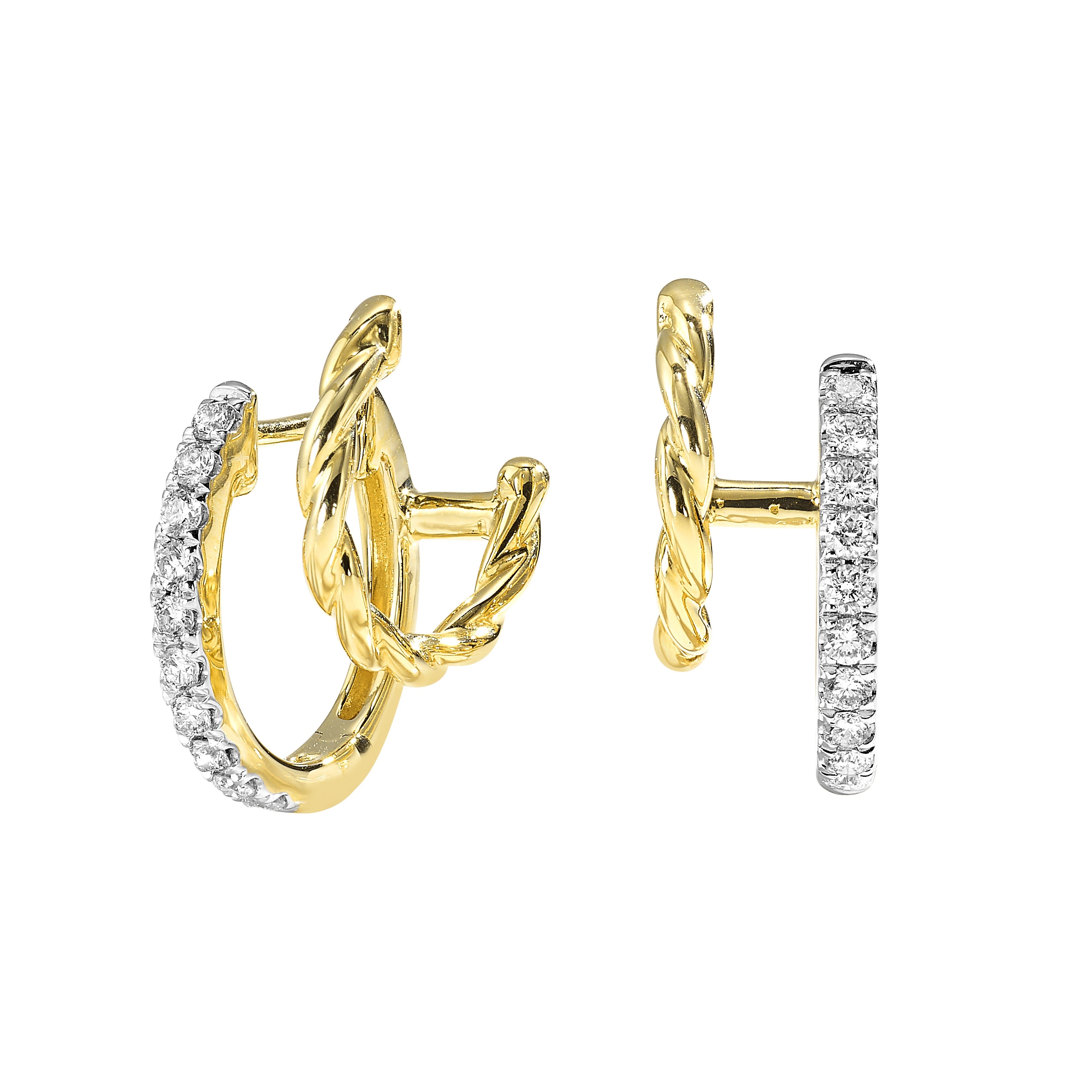 Double-Twist Diamond Hoop Earrings